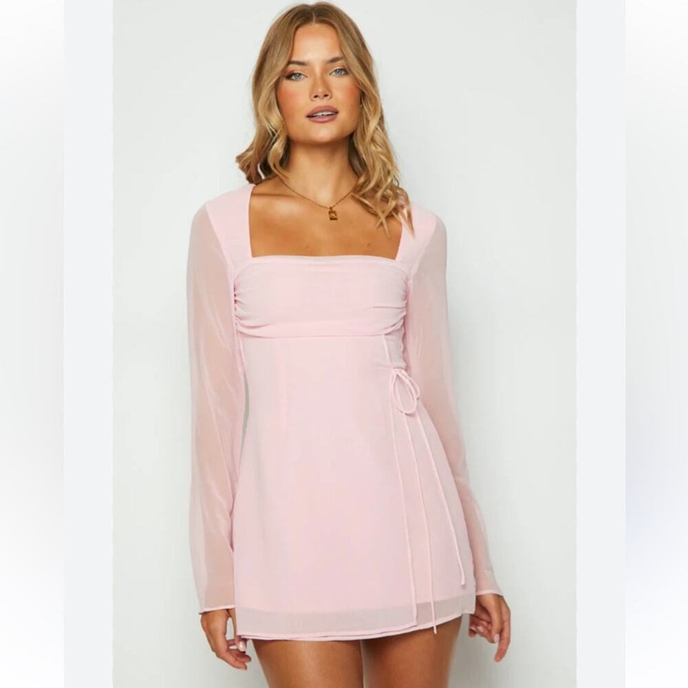Beginning Boutique Lucy Baby Pink Long Sleeve Mini Dress Size 16